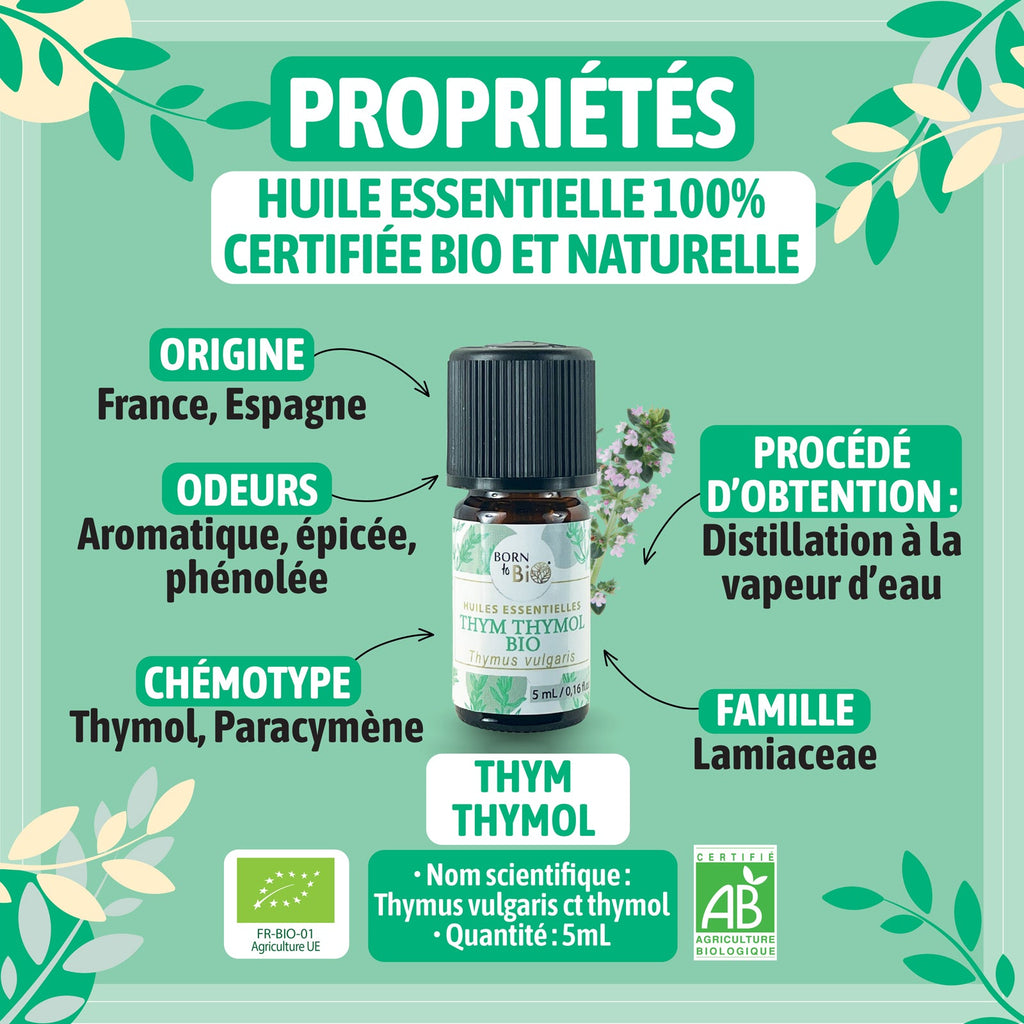 Huile essentielle Thym thymol Certifiée Bio