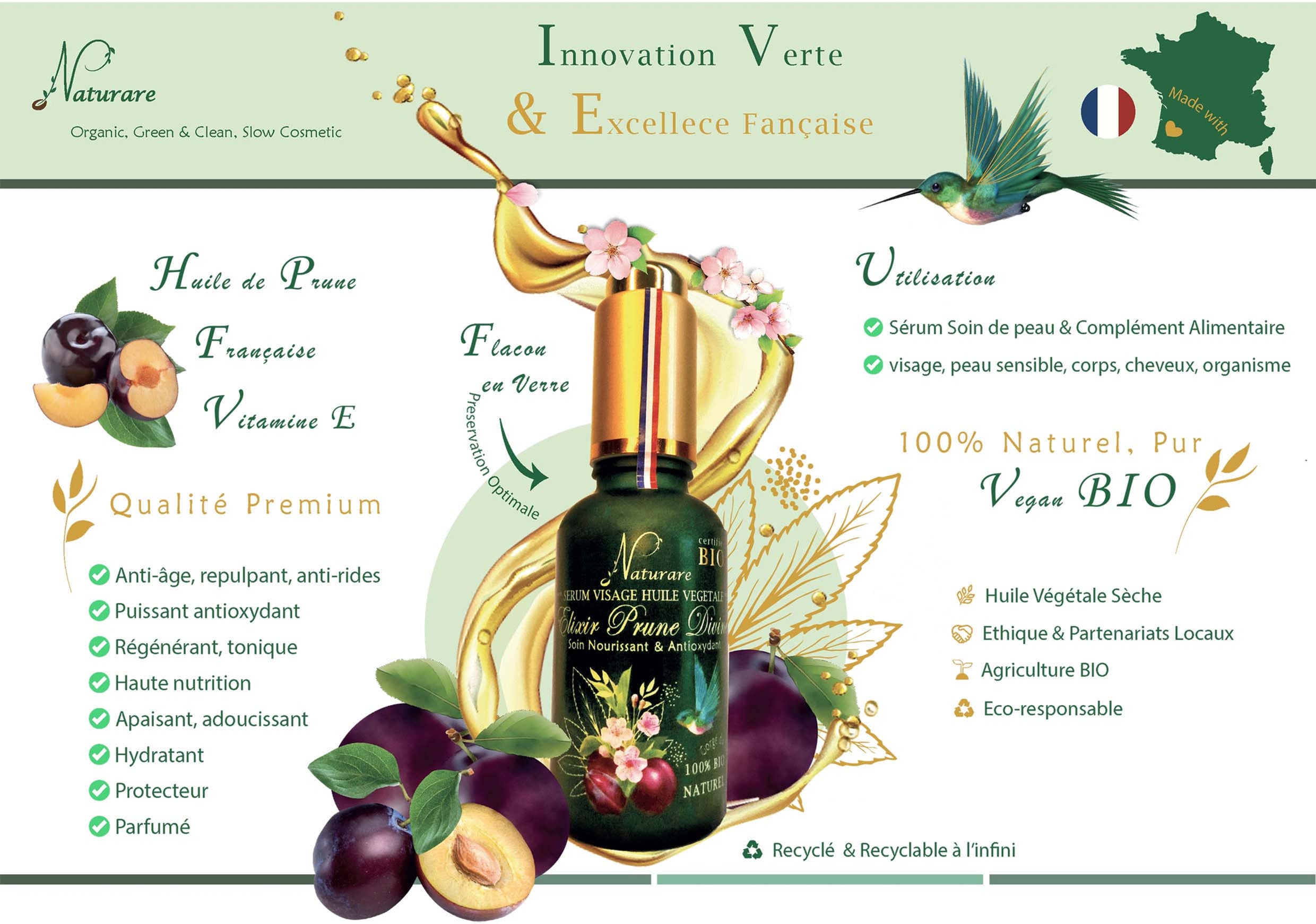 DROP - ELIXIR PRUNE DIVINE BIO - Sérum Huile Végétale, Complément Alimentaire
